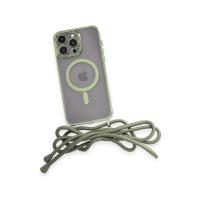 Newface iPhone 12 Pro Max Kılıf Divo Lazer Askılı Magsafe Kapak - Koyu Yeşil