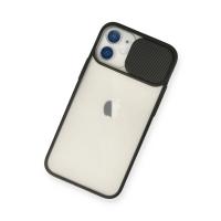 Newface iPhone 12 Mini Kılıf Palm Buzlu Kamera Sürgülü Silikon - Siyah