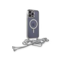 Newface iPhone 13 Pro Kılıf Divo Lazer Askılı Magsafe Kapak - Gümüş