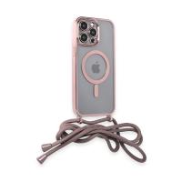 Newface iPhone 13 Pro Max Kılıf Divo Lazer Askılı Magsafe Kapak - Pembe