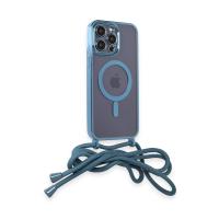 Newface iPhone 13 Pro Max Kılıf Divo Lazer Askılı Magsafe Kapak - Sierra Blue