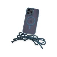 Newface iPhone 13 Pro Max Kılıf Divo Lazer Askılı Magsafe Kapak - Sierra Blue