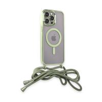 Newface iPhone 13 Pro Max Kılıf Divo Lazer Askılı Magsafe Kapak - Koyu Yeşil