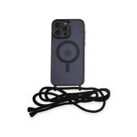 Newface iPhone 14 Pro Kılıf Divo Lazer Askılı Magsafe Kapak - Siyah