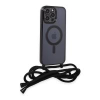 Newface iPhone 14 Pro Kılıf Divo Lazer Askılı Magsafe Kapak - Siyah