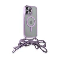 Newface iPhone 14 Pro Kılıf Divo Lazer Askılı Magsafe Kapak - Lila