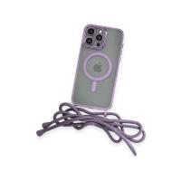Newface iPhone 14 Pro Kılıf Divo Lazer Askılı Magsafe Kapak - Lila