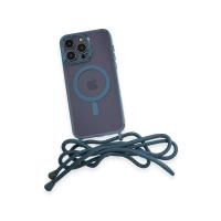 Newface iPhone 14 Pro Max Kılıf Divo Lazer Askılı Magsafe Kapak - Sierra Blue