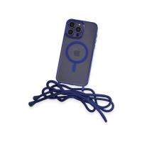 Newface iPhone 14 Pro Max Kılıf Divo Lazer Askılı Magsafe Kapak - Mavi