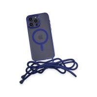 Newface iPhone 14 Pro Max Kılıf Divo Lazer Askılı Magsafe Kapak - Mavi