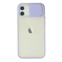 Newface iPhone 12 Kılıf Palm Buzlu Kamera Sürgülü Silikon - Lila