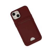 Newface iPhone 14 Plus Kılıf Kelvin Kartvizitli Silikon - Bordo