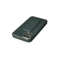 Newface iPhone 14 Plus Kılıf Coco Deri Standlı Kapak - Yeşil