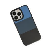 Newface iPhone 14 Pro Max Kılıf King Kapak - Mavi-Siyah