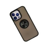 Newface iPhone 15 Pro Kılıf Montreal Yüzüklü Silikon Kapak - Siyah