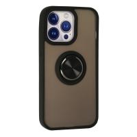 Newface iPhone 15 Pro Kılıf Montreal Yüzüklü Silikon Kapak - Siyah