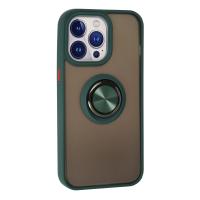 Newface iPhone 15 Pro Max Kılıf Montreal Yüzüklü Silikon Kapak - Yeşil