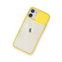 Newface iPhone 11 Kılıf Palm Buzlu Kamera Sürgülü Silikon - Sarı