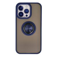Newface iPhone 15 Pro Max Kılıf Montreal Yüzüklü Silikon Kapak - Lacivert