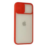 Newface iPhone 12 Pro Max Kılıf Palm Buzlu Kamera Sürgülü Silikon - Kırmızı