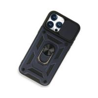 Newface iPhone 15 Pro Kılıf Pars Lens Yüzüklü Silikon - Lacivert