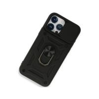 Newface iPhone 15 Pro Max Kılıf Pars Lens Yüzüklü Silikon - Siyah