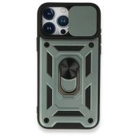 Newface iPhone 15 Pro Max Kılıf Pars Lens Yüzüklü Silikon - Yeşil