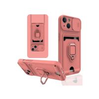 Newface iPhone 15 Kılıf Zuma Kartvizitli Yüzüklü Silikon - Pembe