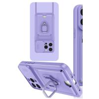 Newface iPhone 15 Pro Kılıf Zuma Kartvizitli Yüzüklü Silikon - Lila