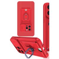 Newface iPhone 15 Pro Max Kılıf Zuma Kartvizitli Yüzüklü Silikon - Kırmızı