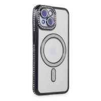 Newface iPhone 15 Kılıf Joke Simli Magneticsafe Kılıf - Siyah