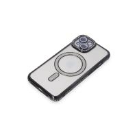 Newface iPhone 15 Kılıf Joke Simli Magneticsafe Kılıf - Siyah