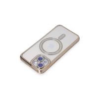 Newface iPhone 15 Kılıf Joke Simli Magneticsafe Kılıf - Gold