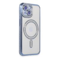 Newface iPhone 15 Kılıf Joke Simli Magneticsafe Kılıf - Mavi