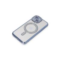 Newface iPhone 15 Kılıf Joke Simli Magneticsafe Kılıf - Mavi