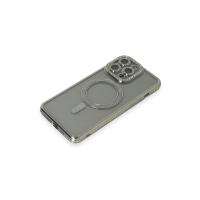 Newface iPhone 15 Pro Kılıf Joke Simli Magneticsafe Kılıf - Gri