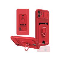 Newface iPhone 11 Kılıf Zuma Kartvizitli Yüzüklü Silikon - Kırmızı