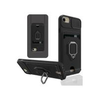 Newface iPhone 7 Kılıf Zuma Kartvizitli Yüzüklü Silikon - Siyah