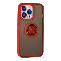 Newface iPhone 13 Pro Max Kılıf Montreal Yüzüklü Silikon Kapak - Kırmızı