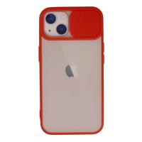 Newface iPhone 13 Kılıf Palm Buzlu Kamera Sürgülü Silikon - Kırmızı