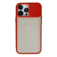 Newface iPhone 13 Pro Max Kılıf Palm Buzlu Kamera Sürgülü Silikon - Kırmızı