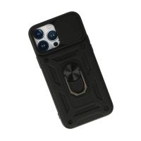 Newface iPhone 13 Pro Max Kılıf Pars Lens Yüzüklü Silikon - Siyah