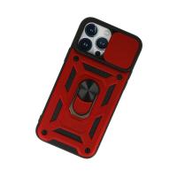 Newface iPhone 13 Pro Max Kılıf Pars Lens Yüzüklü Silikon - Kırmızı