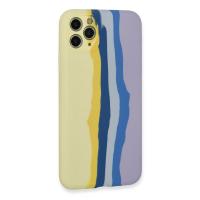 Newface iPhone 11 Pro Kılıf Ebruli Lansman Silikon - Sarı-Lila