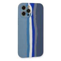 Newface iPhone 12 Pro Kılıf Ebruli Lansman Silikon - Mavi-Gri