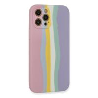 Newface iPhone 12 Pro Max Kılıf Ebruli Lansman Silikon - Pembe-Lila