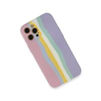 Newface iPhone 12 Pro Max Kılıf Ebruli Lansman Silikon - Pembe-Lila