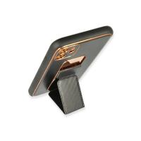 Newface iPhone 12 Kılıf Coco Karbon Standlı Kapak - Siyah