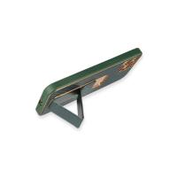 Newface iPhone 12 Pro Kılıf Coco Karbon Standlı Kapak - Yeşil