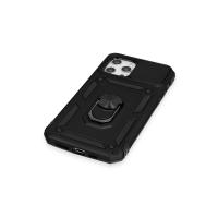 Newface iPhone 12 Pro Max Kılıf Pars Lens Yüzüklü Silikon - Siyah